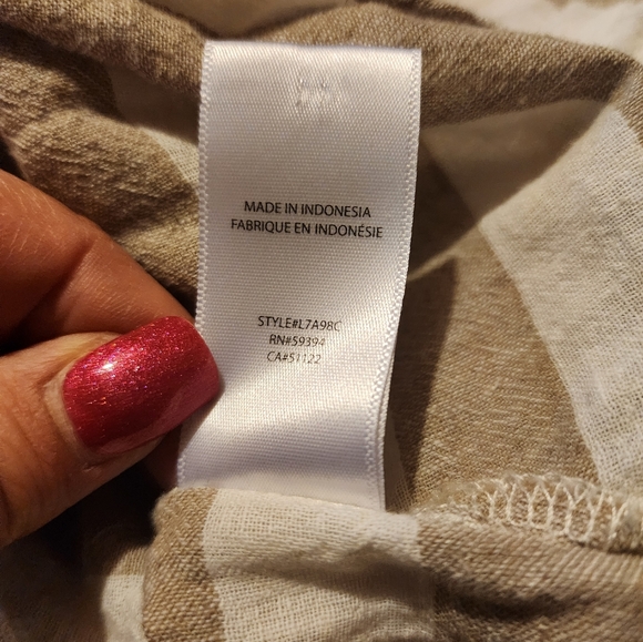 Peyton Jensen Brown and Cream Linen Button Down Shirt - Picture 6 of 6